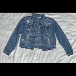 Highway Jeans Cropped Distressed Jean Jacket